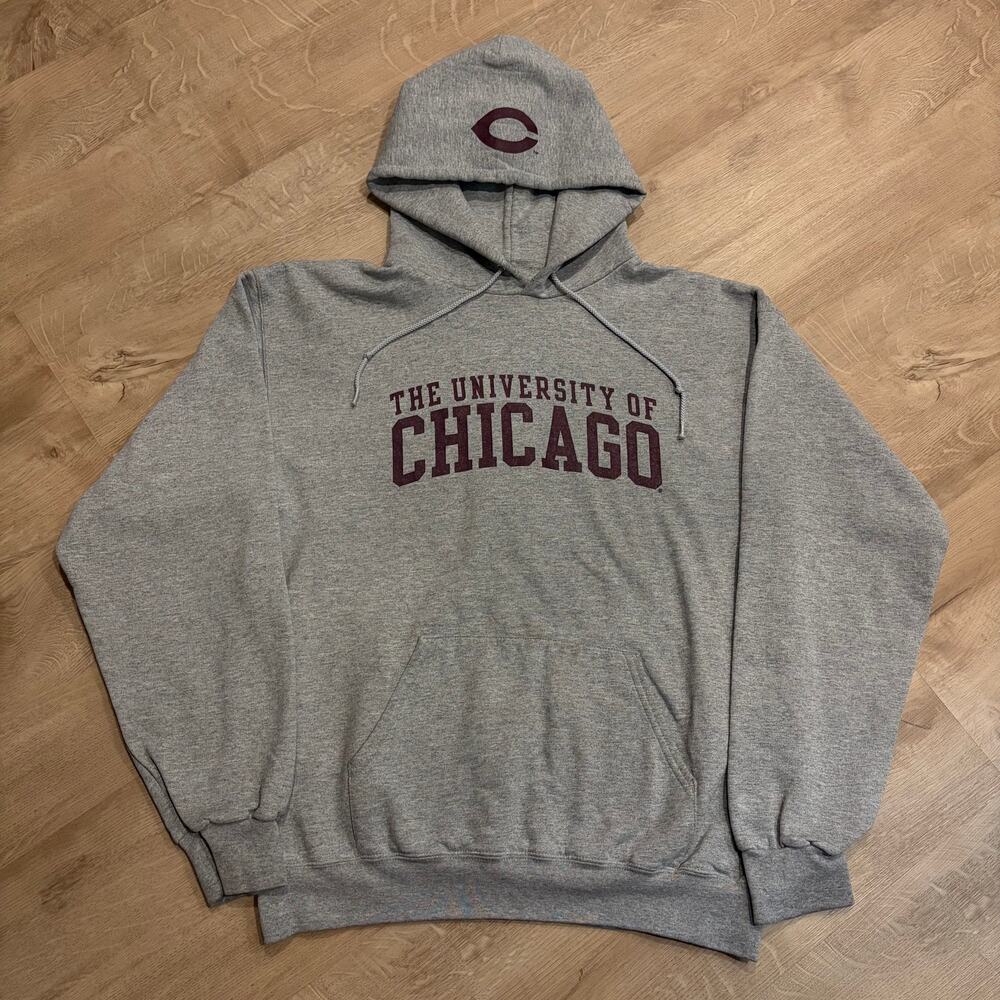 Vintage Y2K Champion University of Chicago Hoodie Sweatshirt Men's Medium M Gray
